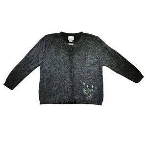 NWT Fashion Bug Y2K Mohair Blend Floral & Butterfly Embroidered Sweater Large